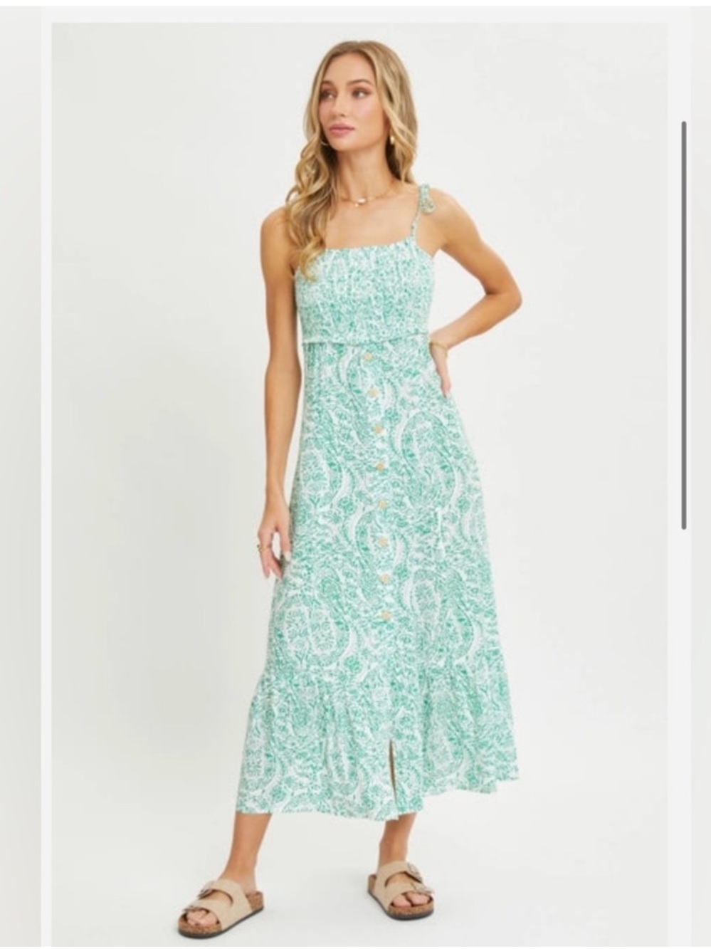 SWEET LOVELY BY JEN Green Paisley Print Midi Dress - Picture 3 of 7